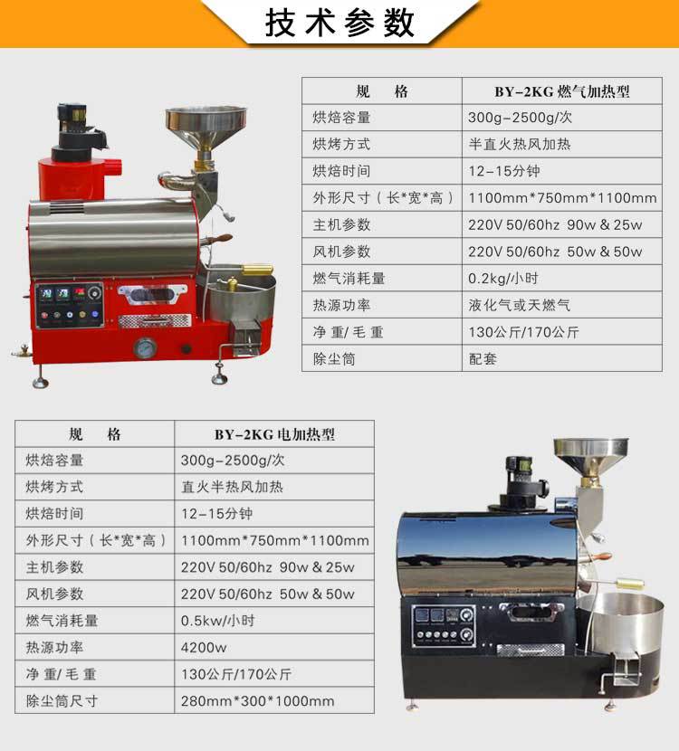 2KG商用小型咖啡豆烘焙機 咖啡烘焙設(shè)備 電加熱/燃?xì)饧訜峥蛇x