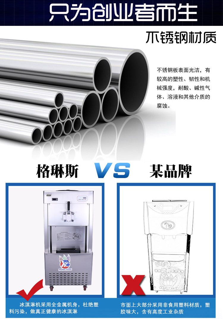 格琳斯48L全自動膨化冰淇淋機大型不銹鋼甜筒雪糕機商用冰淇淋機